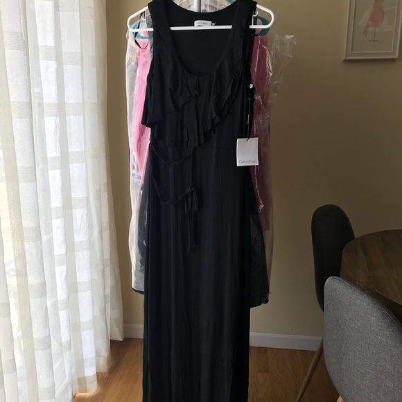 NWT Calvin Klein Black Maxi Dress size 2 - Picture 1 of 5
